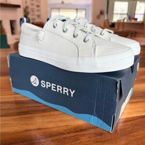 NEW Sperry Linen White Canvas Sneakers 7.5W